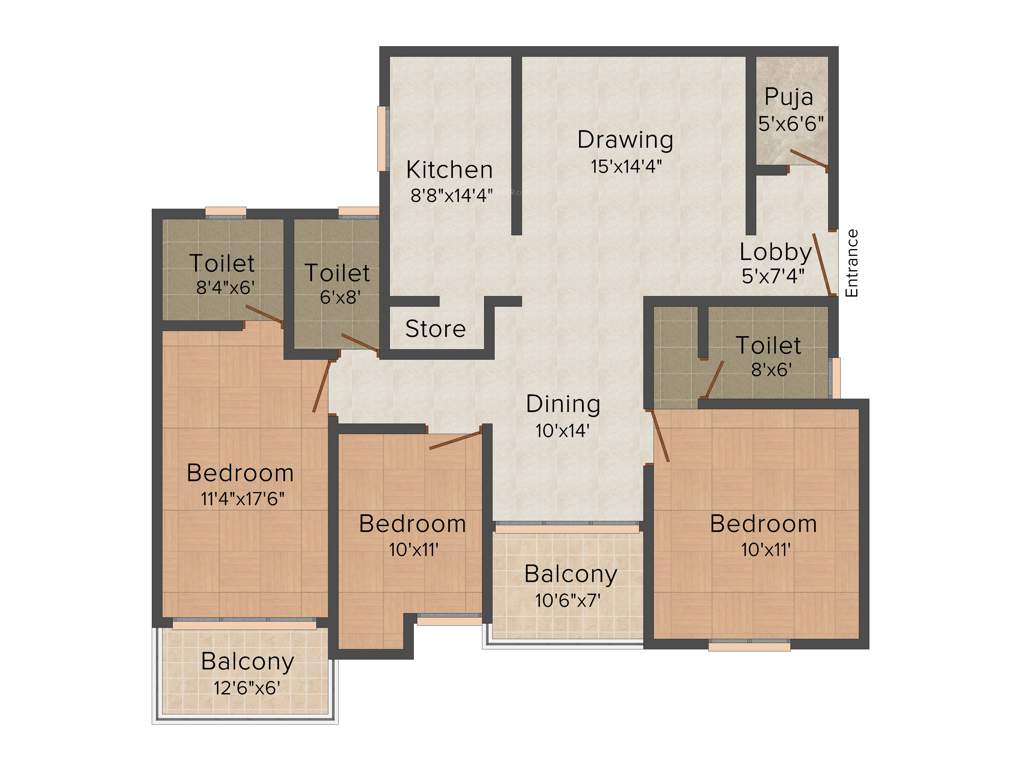 Gajpati Astha Prestige (3BHK+3T (2,016 sq ft) + Pooja Room 2016 sq ft)