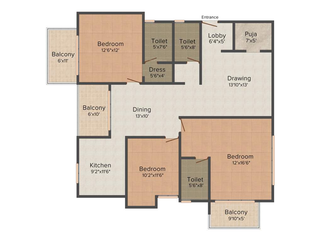 Gajpati Astha Prestige (3BHK+3T (1,989 sq ft) + Pooja Room 1989 sq ft)