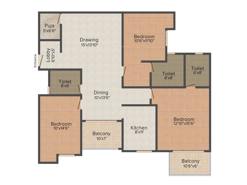 Gajpati Astha Prestige (3BHK+3T (1,878 sq ft) + Pooja Room 1878 sq ft)