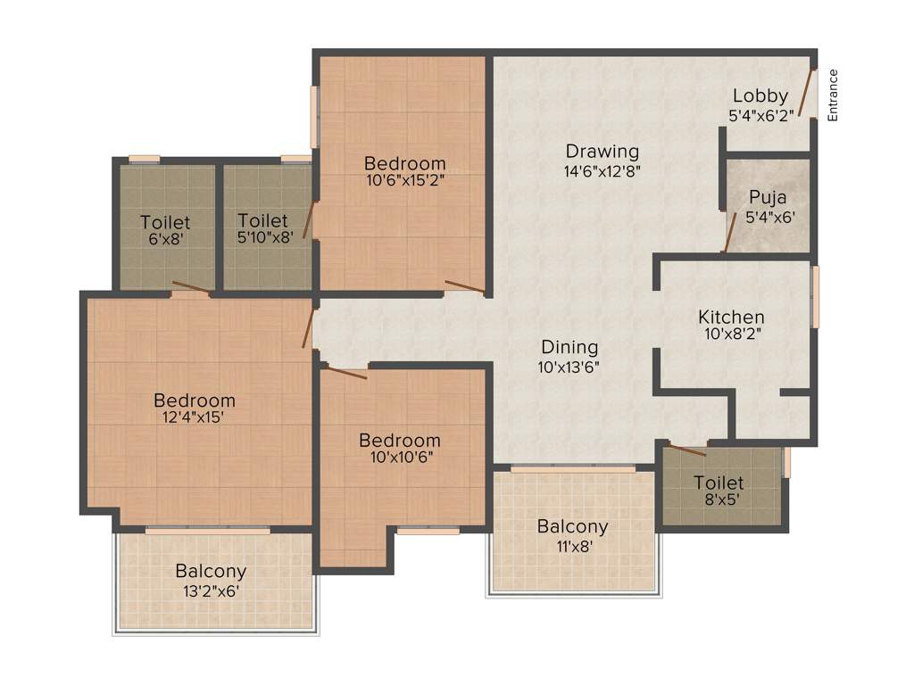 Gajpati Astha Prestige (3BHK+3T (1,864 sq ft) + Pooja Room 1864 sq ft)