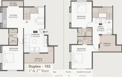 Water Stone Srishti (3BHK+3T (1,557 sq ft) 1557 sq ft)