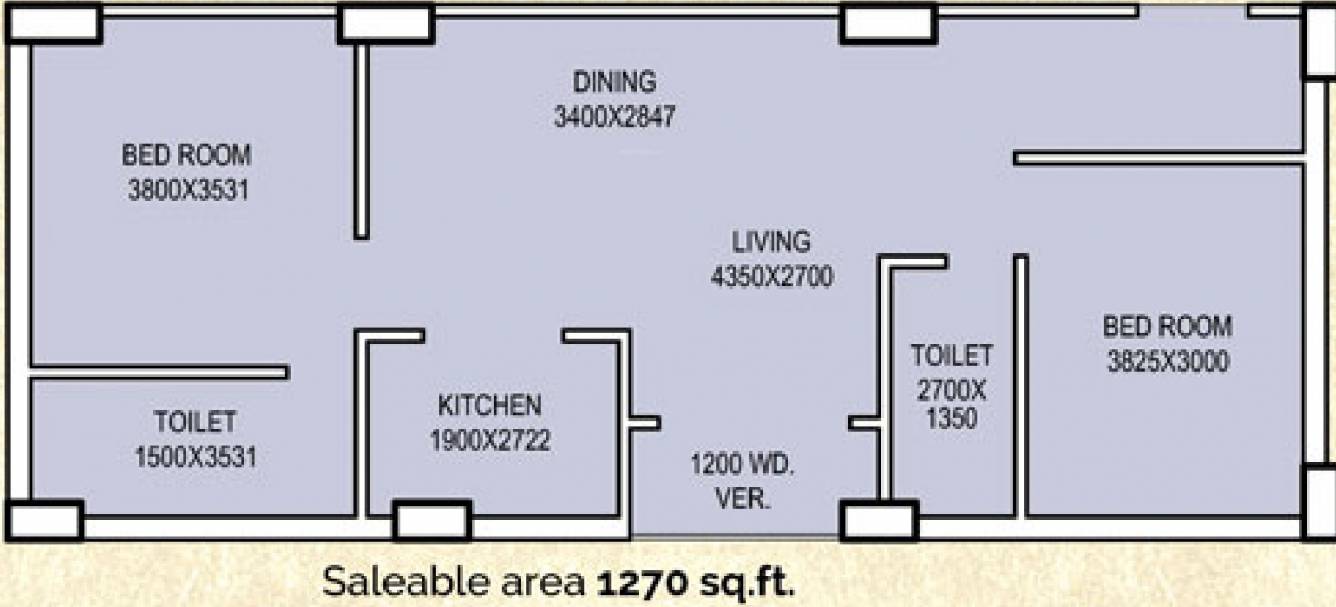 Star Prime (2BHK+2T (1,270 sq ft) 1270 sq ft)