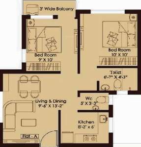 670 Sq Ft 2 Bhk Floor Plan Image Gajpati Homes Upantika Available For Sale Proptiger Com
