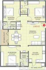 Saroj Symphony (3BHK+3T (1,590 sq ft) + Pooja Room 1590 sq ft)