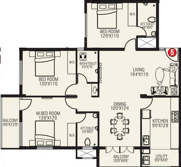 White White Stone Galaxy (3BHK+3T (1,546 sq ft) 1546 sq ft)