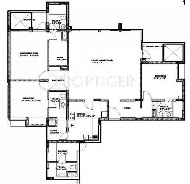 Assotech Springfields (3BHK+4T (2,259 sq ft) + Servant Room 2259 sq ft)