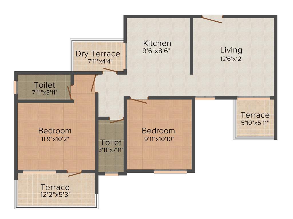 Bunty Mayur Kilbil (2BHK+2T (995 sq ft) 995 sq ft)
