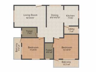 AR SM Tranquil (2BHK+2T (1,187 sq ft) 1187 sq ft)