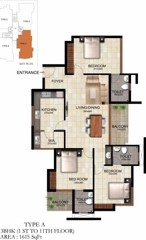 Silver Winter Leaf (3BHK+3T (1,615 sq ft) 1615 sq ft)