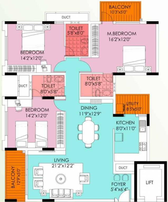 Maangalya Prosper Signature Block Phase 1 (2BHK+2T (1,404 sq ft) 1404 sq ft)