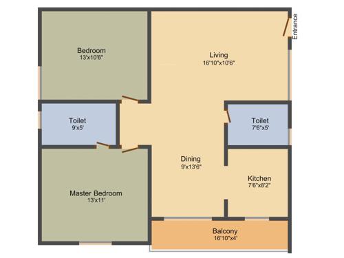 Navajyothi Nava Sunshine (2BHK+2T (1,146 sq ft) 1146 sq ft)