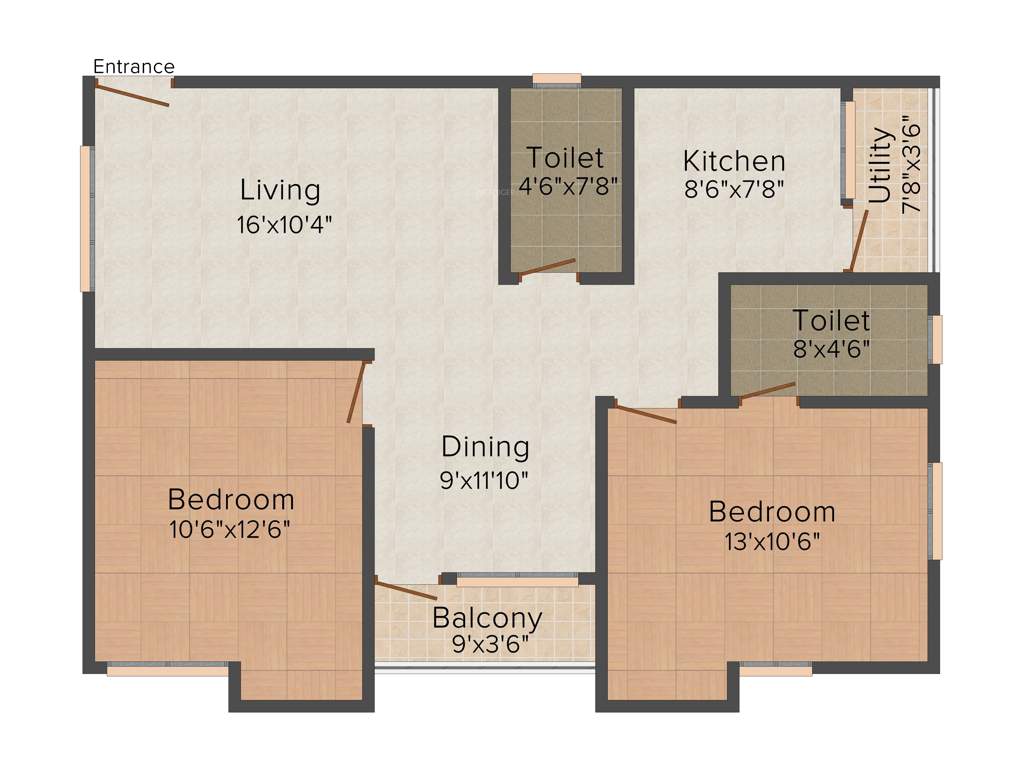 AR SM Signature (2BHK+2T (1,057 sq ft) 1057 sq ft)