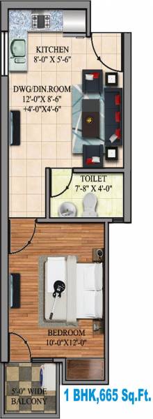 Dev Hitaishi Heights (1BHK+1T (665 sq ft) 665 sq ft)
