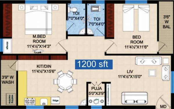 Gothic Planet (2BHK+2T (1,200 sq ft) + Pooja Room 1200 sq ft)