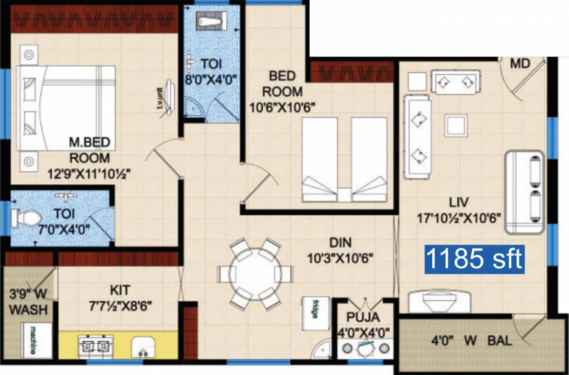Gothic Planet (2BHK+2T (1,185 sq ft) + Pooja Room 1185 sq ft) Gothic Planet (2BHK+2T (1,185 sq ft) + Pooja Room 1185 sq ft)
