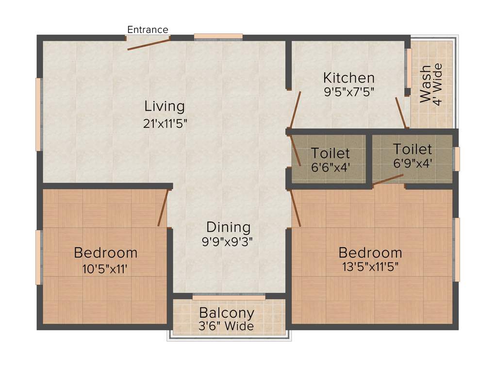 Gothic Yalavarthi Placid (2BHK+2T (1,050 sq ft) 1050 sq ft)