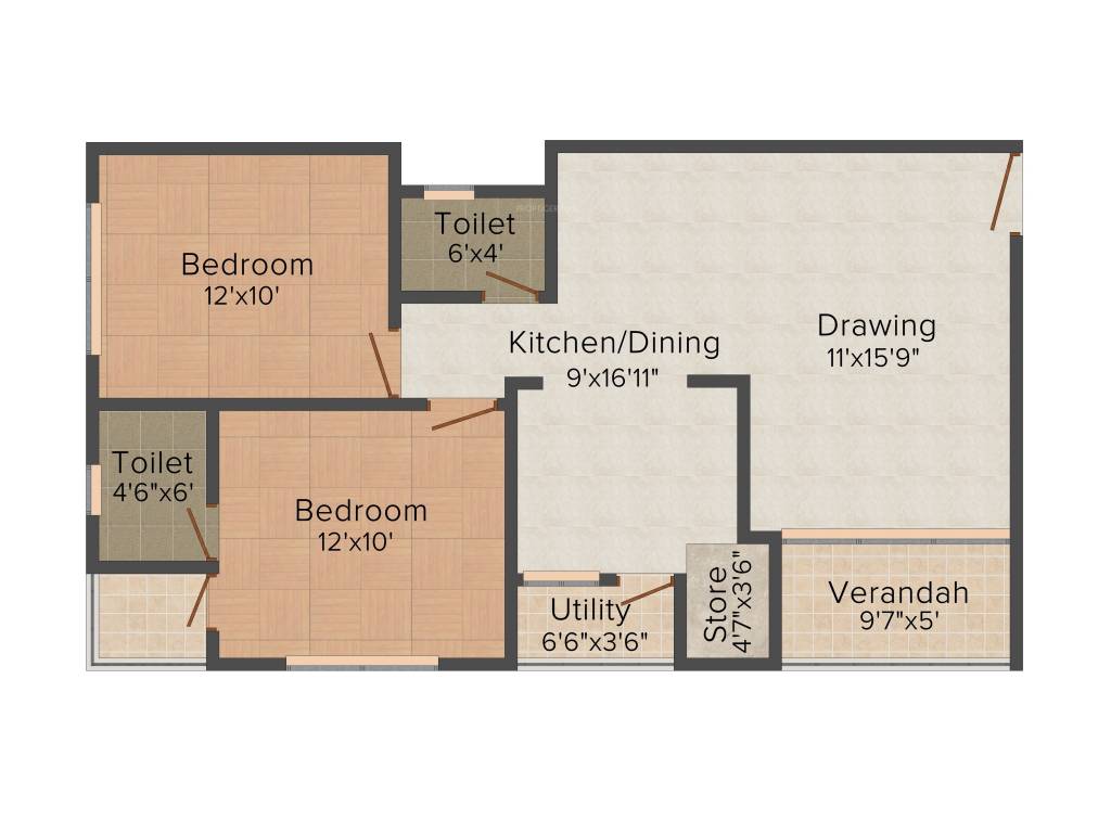 Sudarshan Elegance (2BHK+2T (1,332 sq ft) 1332 sq ft)
