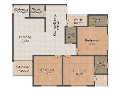 Sudarshan Elegance (3BHK+3T (1,710 sq ft) 1710 sq ft)