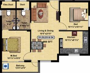 StepsStone HariSri (2BHK+2T (866 sq ft) 866 sq ft) StepsStone HariSri (2BHK+2T (866 sq ft) 866 sq ft)