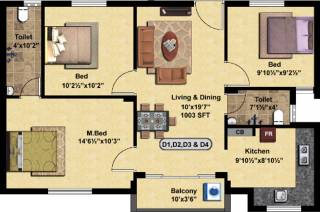 StepsStone HariSri (3BHK+2T (1,003 sq ft) 1003 sq ft)
