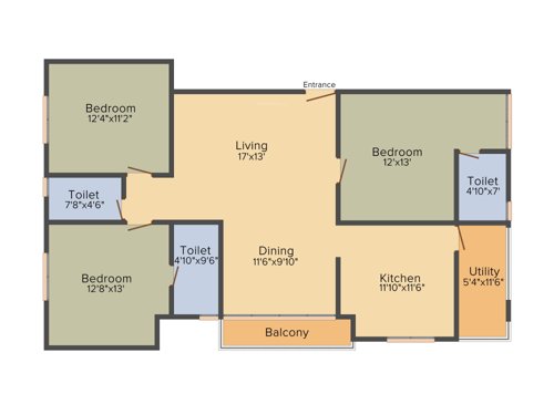 Safa Eden Manor (3BHK+3T (1,480 sq ft) 1480 sq ft)