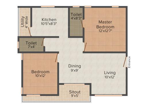 HSR MVK Residency (2BHK+2T (1,055 sq ft) 1055 sq ft)