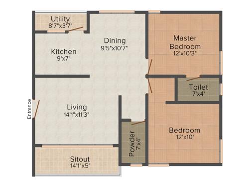 HSR MVK Residency (2BHK+2T (1,098 sq ft) 1098 sq ft)