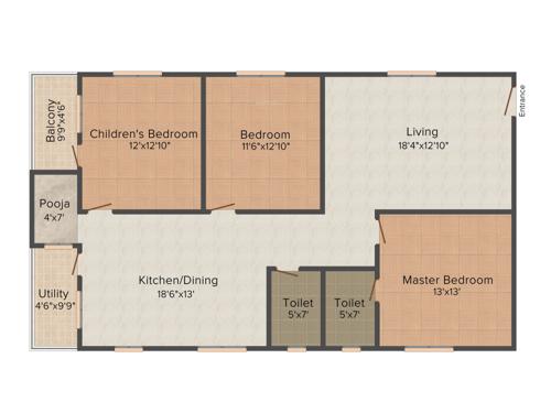 Amma Galaxy City Vasantha (3BHK+2T (1,700 sq ft) + Pooja Room 1700 sq ft)