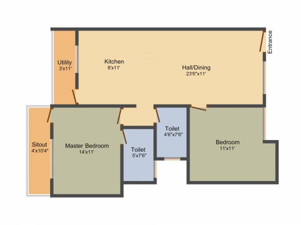 SLV Lake Meadows (2BHK+2T (1,063 sq ft) 1063 sq ft)