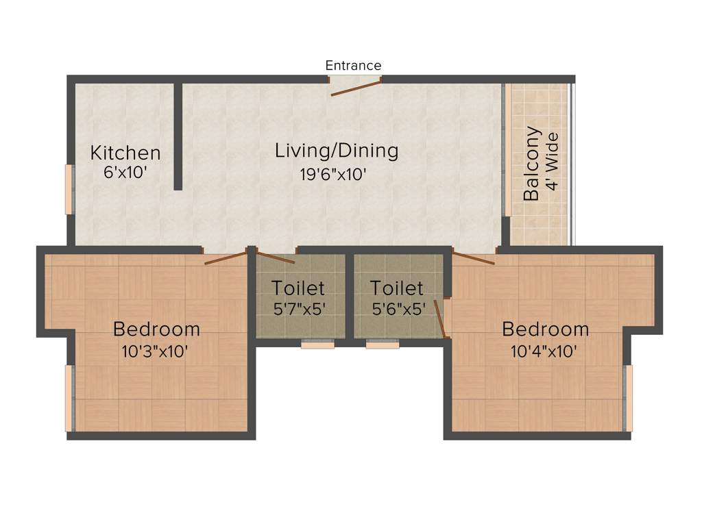 Unimark Lakewood Estate (2BHK+2T (882 sq ft) 882 sq ft)
