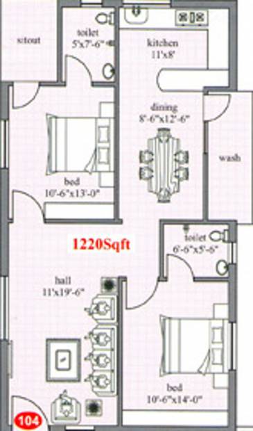 BMPS Housing (2BHK+2T (1,220 sq ft) 1220 sq ft)