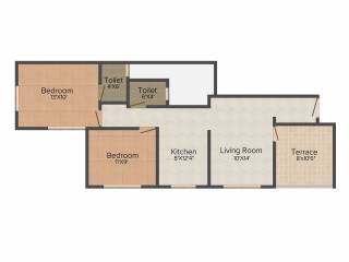 Anshul Realties Lilika 2BHK+2T (865 sq ft)