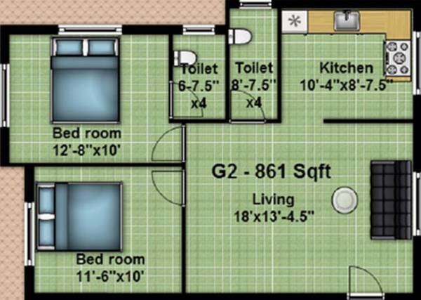 Geejay Homes Rajagopalan Street (2BHK+2T (861 sq ft) 861 sq ft)