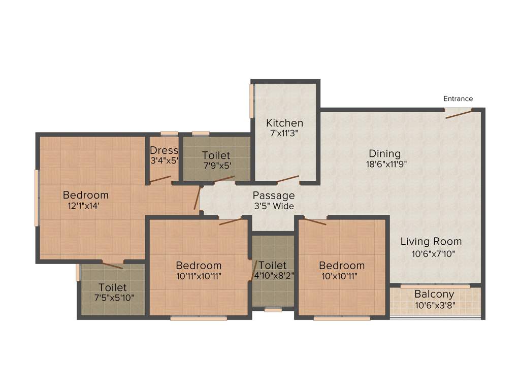 Ideal Grand (3BHK+3T (1,600 sq ft) 1600 sq ft)