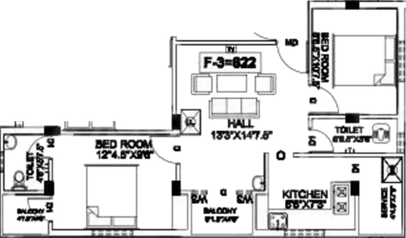 Sri Lakshmi Ram Constructions Sri Vishnu (2BHK+2T (822 sq ft) 822 sq ft)