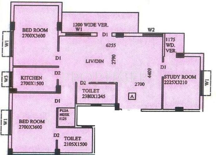 DS Meadows Square (2BHK+2T (1,125 sq ft)   Study Room 1125 sq ft)