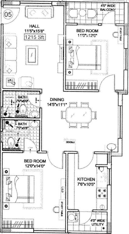 Shanta Chalet Meadows (2BHK+2T (1,215 sq ft) 1215 sq ft)