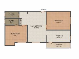 Vijay Builders Nakshatra 2BHK+2T (925 sq ft)