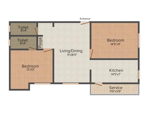 Vijay Builders Nakshatra 2BHK+2T (925 sq ft)