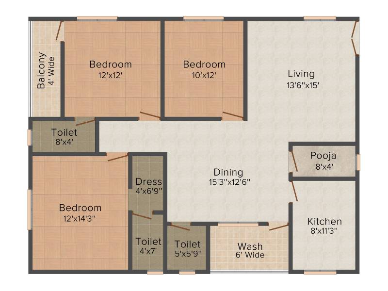 Udaya Balaji Residency (3BHK+3T (1,650 sq ft) + Pooja Room 1650 sq ft)