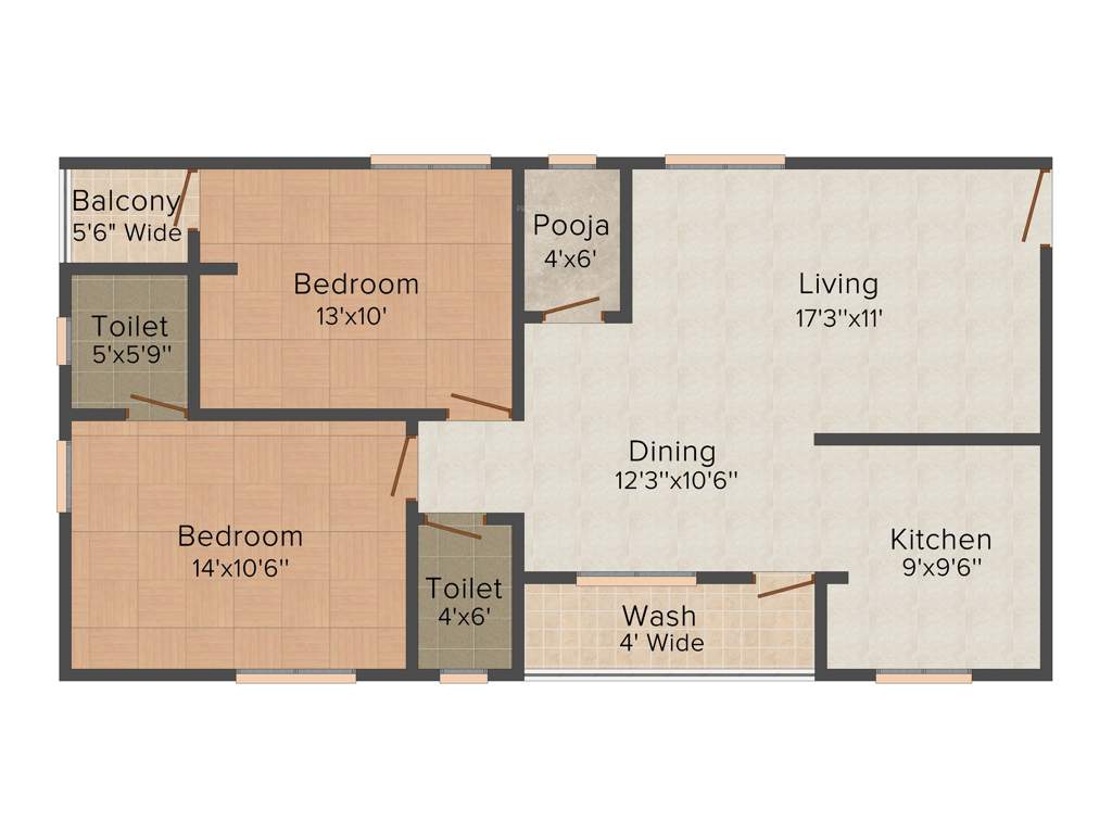 Udaya Balaji Residency (2BHK+2T (1,116 sq ft) + Pooja Room 1116 sq ft)