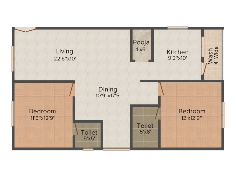 Udaya Balaji Residency (2BHK+2T (1,246 sq ft) + Pooja Room 1246 sq ft)