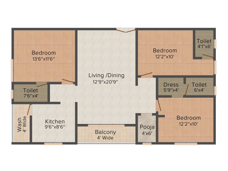 Udaya Balaji Residency (3BHK+3T (1,425 sq ft) + Pooja Room 1425 sq ft)
