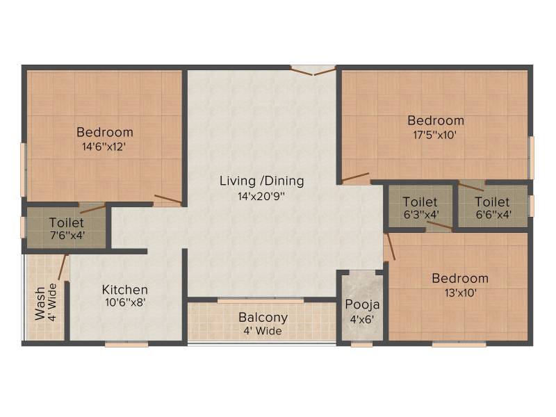Udaya Balaji Residency (3BHK+3T (1,525 sq ft) + Pooja Room 1525 sq ft)