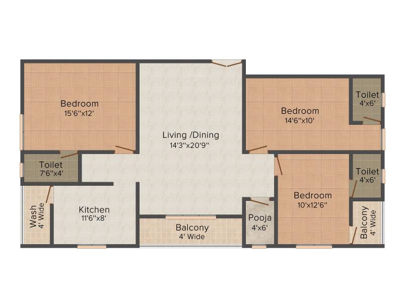 Udaya Balaji Residency (3BHK+3T (1,565 sq ft) + Pooja Room 1565 sq ft)