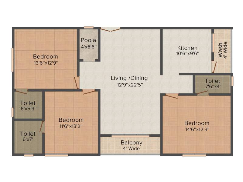 Udaya Balaji Residency (3BHK+3T (1,600 sq ft) + Pooja Room 1600 sq ft)
