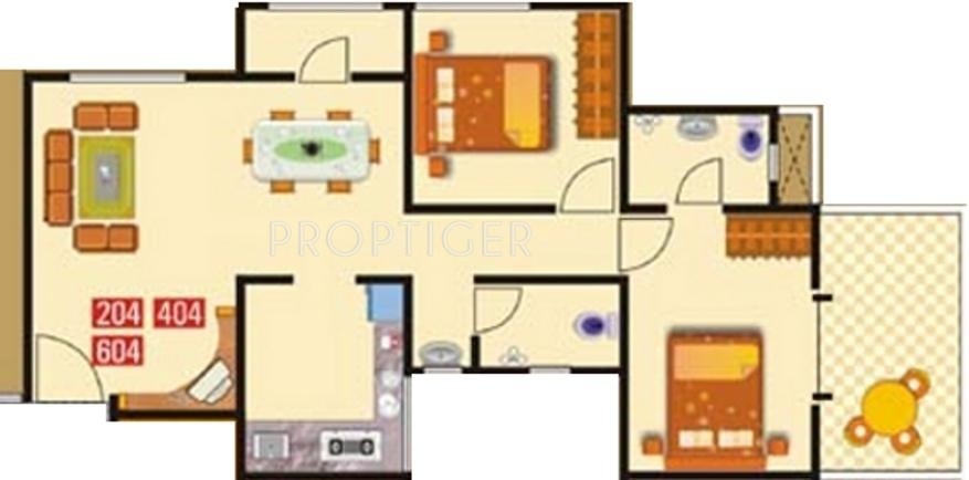 GK Flora Residency (2BHK+2T (1,021 sq ft) 1021 sq ft)