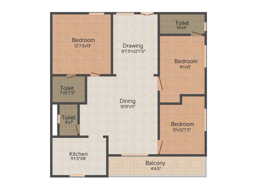 Happy Paradise (3BHK+3T (1,500 sq ft) 1500 sq ft)