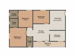 Happy Paradise (3BHK+3T (1,375 sq ft) 1375 sq ft) Happy Paradise (3BHK+3T (1,375 sq ft) 1375 sq ft)