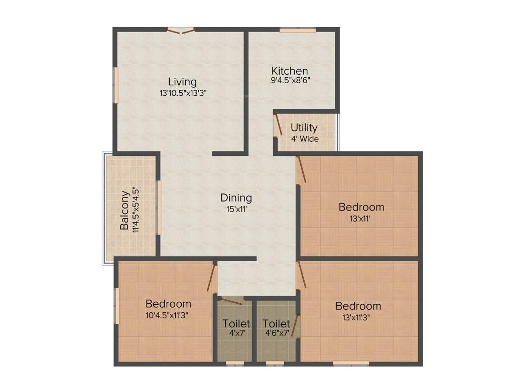 Happy Paradise (3BHK+2T (1,425 sq ft) 1425 sq ft)